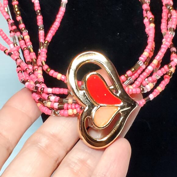 New Multi Strand Seed Bead Necklace Dangle Earring Set 18" Unsigned Retro - Picture 4 of 5